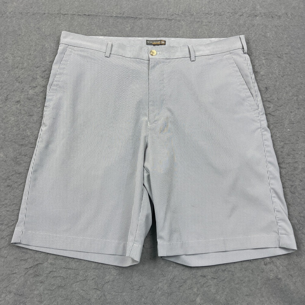 Peter Millar Shorts Mens 36 Gray Salem Performance Pincord Chino Pinstripe Golf*